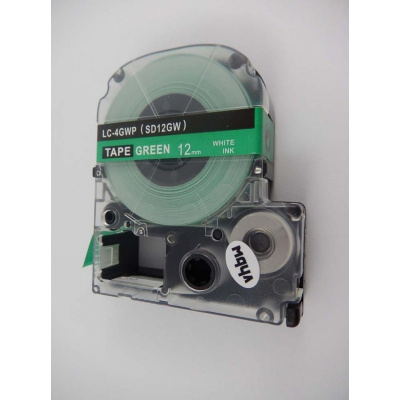 Epson LK-4GWV, SD12GW, 12mm x 9m, biały druk / zielony podkład, taśma zamiennik