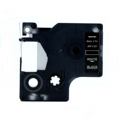 Taśma zamiennik Dymo 40921, 9mm x 7m, biały druk / czarny podkład