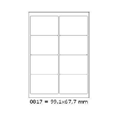 Samoprzylepne etykiety 99,1 x 67,7 mm, 8 etykiet, A4, 100 arkuszy