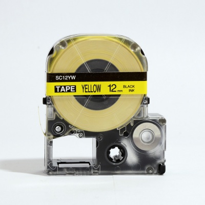Epson LC-SC12YW, 12mm x 8m, czarny druk / żółty podkład, taśma zamiennik