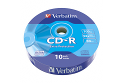 Verbatim CD-R, 43725, Extra Protection, 10-pack, 700MB, 52x, 80min., 12cm, bez možnosti potisku, wrap, pro archivaci dat