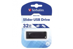 Verbatim 98697 Slider, Pamięć flash USB, USB A 2.0, 32GB, z wyjmowanym złączem, czarny